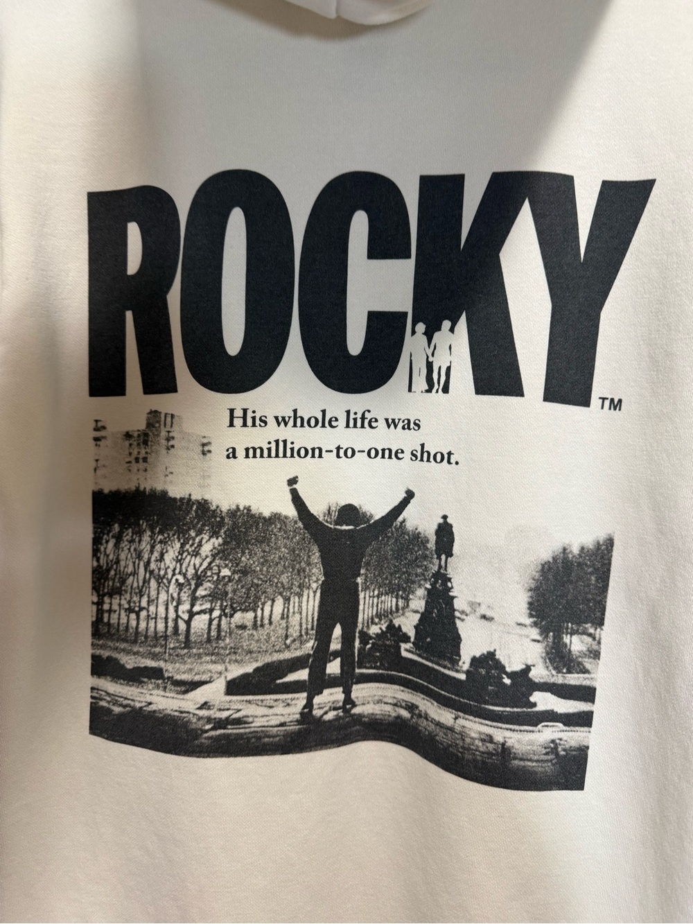 H&M Rocky Balboa Boxing Men's Cream Pullover Hoodie Sz XS - Picture 2 of 9